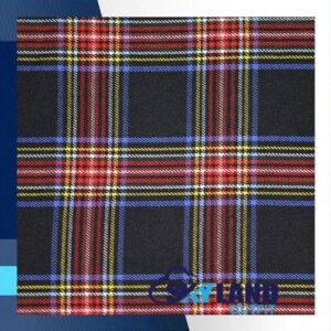 Black Stewart Tartan Fabric By the Yard