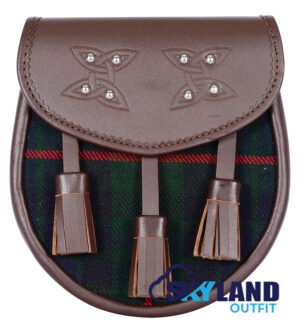 Gunn Tartan Sporran Brown Leather Scottish Sporran