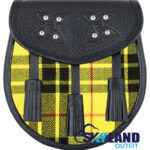 MacLeod of Lewis Tartan Sporran Black Leather Scottish Sporran