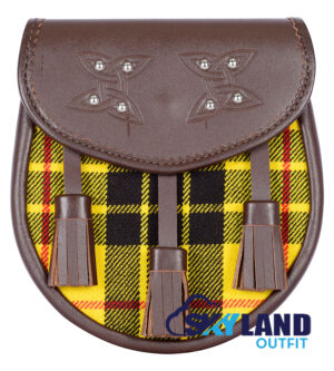 MacLeod of Lewis Tartan Sporran Brown Leather Scottish Sporran