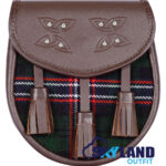 Scottish National Tartan Sporran Brown Leather Scottish Sporran