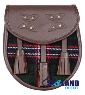 Scottish National Tartan Sporran Brown Leather Scottish Sporran