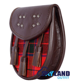 Scottish Rose Tartan Sporran Brown Leather Scottish Sporran - Image 3