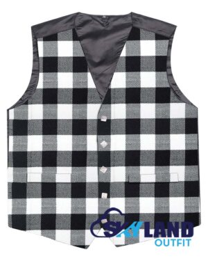 White Black Rob Roy Tartan Waistcoat