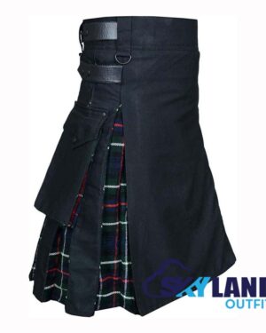 Hybrid Utility Kilts - Black Cotton & Mackenzie Tartan Kilt