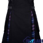 Hybrid Utility Kilts - Black Cotton & Pride of Scotland Tartan Kilt