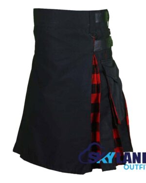 Hybrid Utility Kilts - Black Cotton & Red Black Rob Roy Tartan Kilt - Image 3