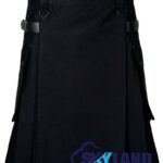Black Cotton Utility Kilt