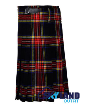 Black Stewart 8 Yard Kilt for Men Traditional Scottish Tartan Kilt - Image 3
