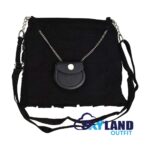 Solid Black Tartan Ladies Kilt Shaped Purse, Tote Bag