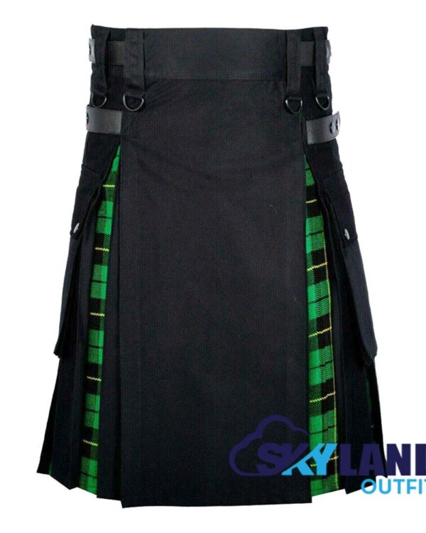 Hybrid Utility Kilts - Black Cotton & Wallace Hunting Tartan Kilt