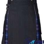 Hybrid Utility Kilts - Pride of Scotland Tartan & Black Cotton Kilt