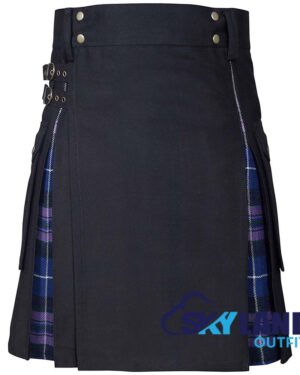 Hybrid Utility Kilts - Pride of Scotland Tartan & Black Cotton Kilt