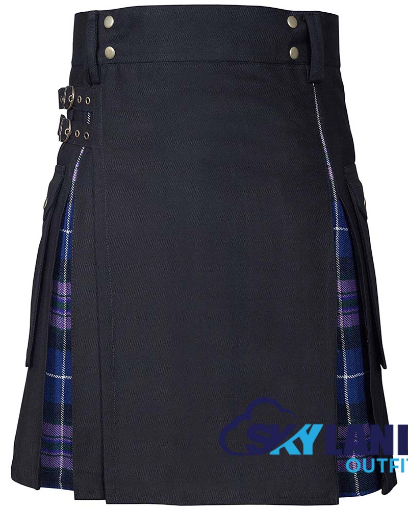 Hybrid Utility Kilts - Pride of Scotland Tartan & Black Cotton Kilt