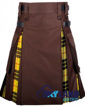 Hybrid Utility Kilts - Brown Cotton & Macleod of Lewis Tartan Kilt