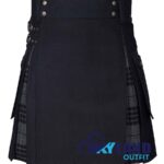 Hybrid Utility Kilts - Grey Watch Tartan & Black Cotton Kilt