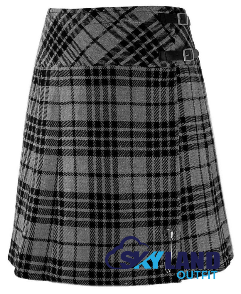Grey Watch Tartan Mini Billie Kilt Girls Modern Kilt Skirt