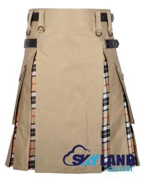 Hybrid Utility Kilts – Khaki Cotton & Campbell Thompson Tartan Kilt