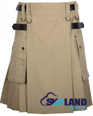 Khaki Cotton Utility Kilt