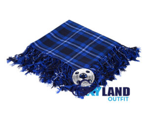 Ramsey Blue Tartan Kilt Fly Plaid with Free Brooch