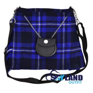 Ramsey Blue Tartan Ladies Kilt Shaped Purse, Tote Bag