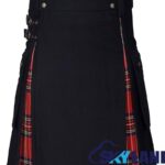 Hybrid Utility Kilts - Royal Stewart Tartan & Black Cotton Kilt