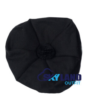 Solid Black Tam o' Shanter Scottish Flat Bonnet Hat