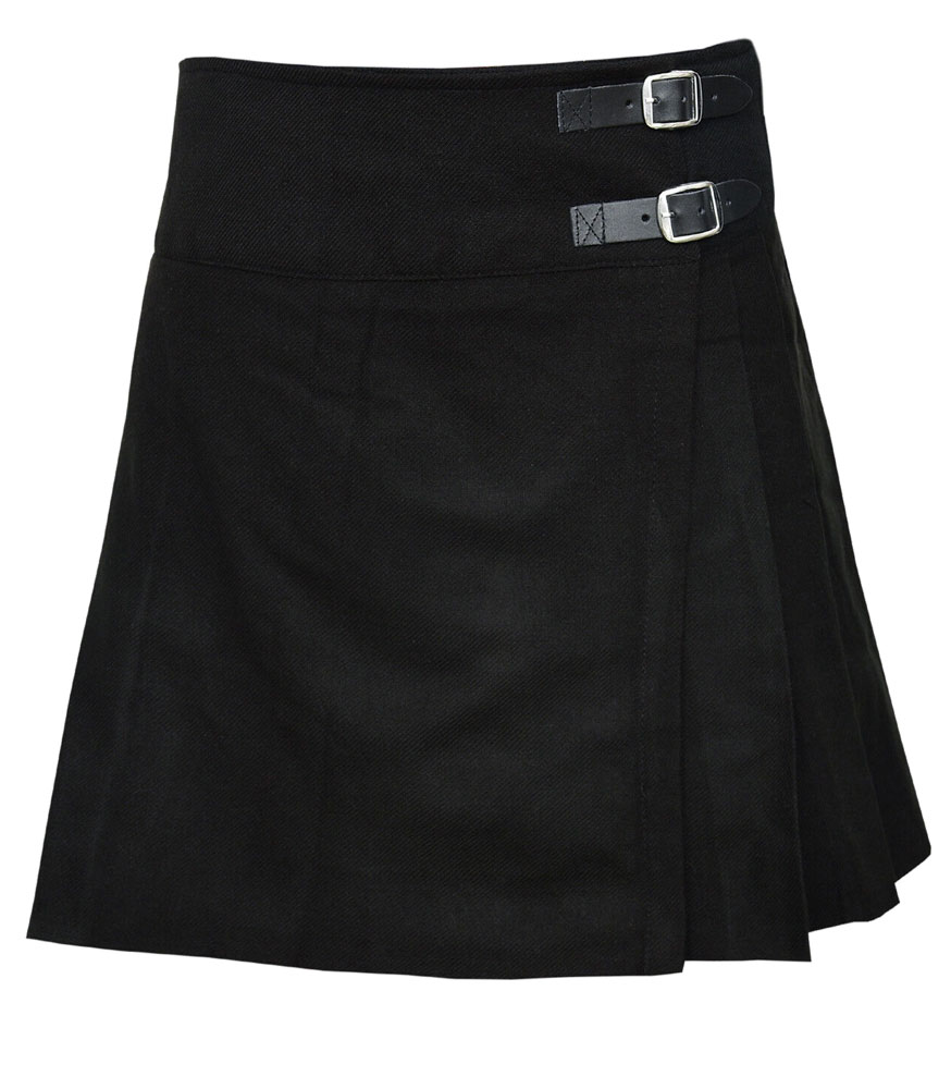 Solid Black Mini Billie Kilt Girls Modern Kilt Skirt