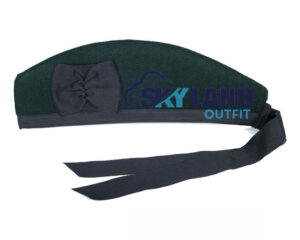 Solid Green Glengarry Hat Traditional Scottish Cap