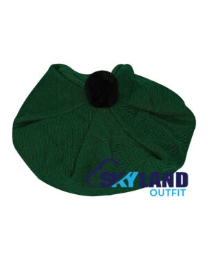 Solid Green Tam o' Shanter Scottish Flat Bonnet Hat - Image 3