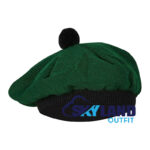 Tammy Hat Flat Bonnet Solid Green Tartan