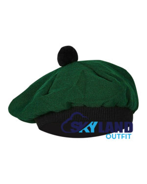 Tammy Hat Flat Bonnet Solid Green Tartan
