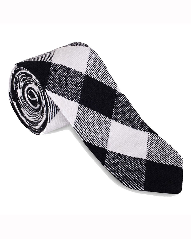 White, Black Rob Roy Tartan NeckTie
