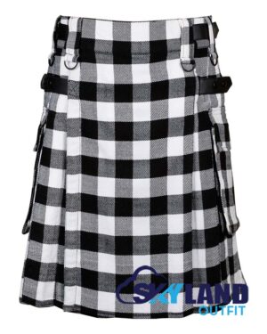 White Black Rob Roy Tartan Utility Kilt
